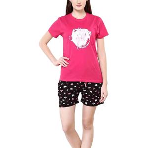 Conjunto de pantalones cortos de media manga con logotipo personalizado para mujer Traje de dos piezas elegante transpirable Ropa de verano informal de fácil uso - Product Image 6