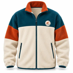 Plain Dyed Embroidered <b>Men</b> Polar <b>Fleece</b> Jacket Polyester Cotton 240 Grams Full Zip Crew Neck <b>Navy</b> Casual Custom Logo - Product Image 6