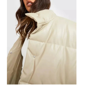Manteau matelassé pour femme, personnalisé, épais, chaud, vêtement d'extérieur d'hiver, style minimaliste, couleur unie, manches longues - Product Image 5