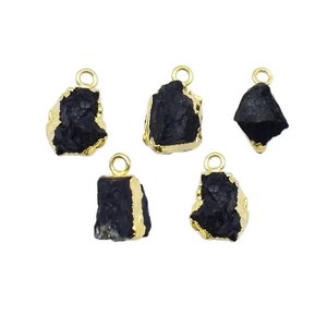 Pendentif en tourmaline noire naturelle à bords bruts, plaqué or, bijoux en cristal pour femmes - Product Image 6