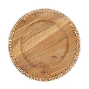 Platos de Madera Rústicos al por Mayor, Platos Redondos de Madera con Borde de Cuerda para Decoración de Mesa de Boda, Platos para Eventos y Fiestas - Product Image 1