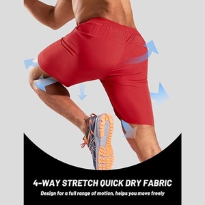 Men's solid <b>blue</b> quick dry Elastic waist casual shorts Sport Bermuda shorts with pockets Men's shorts wholesale - Product Image 4