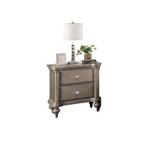Antique <b>Silver</b> / Champagne Finish 1pc Luxury Classic Nightstand <b>Bedside</b> <b>Table</b> for Bedroom Storage Furniture - Product Image 4