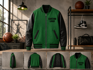 Veste universitaire sur mesure de haute qualité, respirante, pour hommes, avec manches en cuir, style streetwear, grande taille, logos personnalisés - Product Image 2