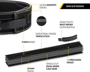 Cinturón de Levantamiento de Pesas de Caucho Natural y PVC de Alta Calidad, Soporte Lumbar para Gimnasio, Entrenamiento, Antideslizante, Impermeable, Transpirable, con Logotipo Personalizado - Product Image 5