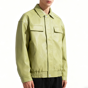 Veste de moto pour homme en cuir PU noir, coupe slim, fermeture éclair sur le devant, manches longues, imperméable, coupe-vent, respirante, streetwear - Product Image 4