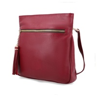 Sac bandoulière de haute qualité en cuir véritable imperméable pour femme avec bouton et pompon, sac à main personnalisé avec logo de marque, vente en gros