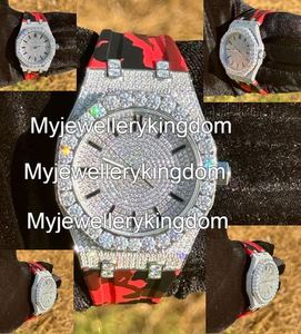 Customizable Red Silicon <b>Case</b> Mossinate Diamond <b>Watch</b> for Men Jewelry Gift and Party Use Available at Good Price - Product Image 4