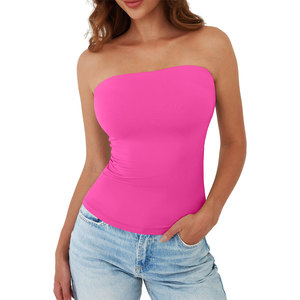 Beautiful Bright <b>Pink</b> Women's <b>Tube</b> <b>Top</b> Skin Friendly 100% Polyester Blended Material Breathable <b>Top</b> Classical Designer Look <b>Top</b> - Product Image 1