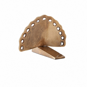 Tope de puerta decorativo de latón en forma de abanico, resistente, tipo cuña, para el hogar, oficina, hotel, accesorio decorativo vintage. - Product Image 1