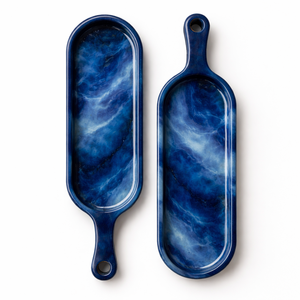 Plateau de service rond en résine bleu et blanc, forme nuage, pour table à manger et décoration intérieure, très vendu - Product Image 6