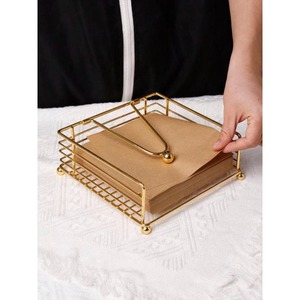 Porte-mouchoirs rectangulaire en métal, cadre robuste, finition durable, adapté pour les restaurants, les hôtels et l'usage domestique - Product Image 1