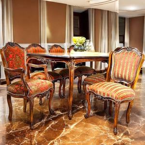 Juego de Comedor Tradicional de Madera con Sillas Tapizadas, Estilo Antiguo, 6 Piezas, Muebles para el Hogar - Product Image 6