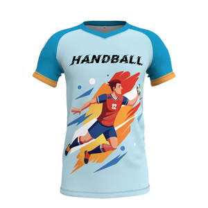 Maillot de handball personnalisé imprimé, grandes tailles, vêtements de sport d'équipe, séchage rapide, 100% polyester. - Product Image 1