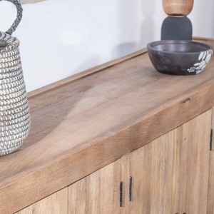 Vandana Crystal Structure 200cm solid mango wood <b>sideboard</b> with sandblasted finish and 6 doors Maestro - Product Image 5