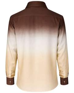 เสื้อเชิ้ตผู้ชายสีน้ำตาลเข้มเบจไล่เฉด ผ้าฝ้ายพรีเมียม แขนยาว ติดกระดุม สวมใส่ได้ทั้งแบบทางการและลำลอง ผู้ผลิต OEM จำหน่ายส่ง - Product Image 2