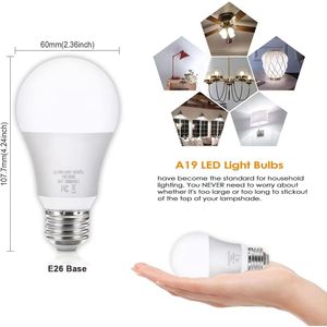 Confezione da 12 lampadine LED A19, equivalente a 100 Watt, 5000K, luce bianca diurna, senza sfarfallio, base a vite media E26, 1100 lumen, non dimmerabili - Product Image 2
