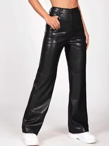 Pantalon en cuir PU décontracté pour femme, style jogger, coupe crayon, tendance, collection 2026 - Product Image 2