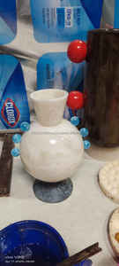 Handcrafted White <b>Resin</b> <b>Vase</b> with Blue Sculpted Base | Modern Artistic Flower <b>Vase</b> for Contemporary Home Decor - Product Image 2