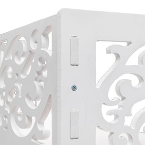 Scarpiera Moderna in Legno Bianco Stile Rustico a Quattro Ripiani Intagliata con Scaffalatura Regolabile per Casa o Palestra - Product Image 3
