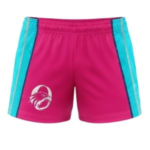 Shorts de netball unisexe rose turquoise sublimés en polyester, vêtements de sport légers pour équipes, avec empiècements latéraux, pour l'entraînement - Product Image 1