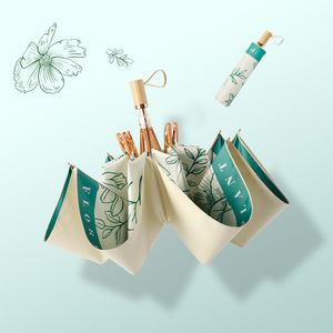 ร่มกันแดดสองระบบ ด้ามไม้สามตอน โครงอะลูมิเนียมอัลลอย 8K สียางปรับแต่งได้ ทันสมัย ป้องกันรังสียูวี - Product Image 1