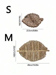 Bohemian Leaf Shape Handmade Woven <b>Rattan</b> Coaster Natural Heat Insulation <b>Table</b> Mat Coffee Cup Boho <b>Dining</b> Kitchen Home Decor - Product Image 5