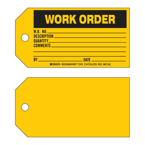 Brady Reflective Work Order Production <b>Tag</b> 3" X 5.75" Pack of 100 for <b>Tracking</b> - Product Image 1