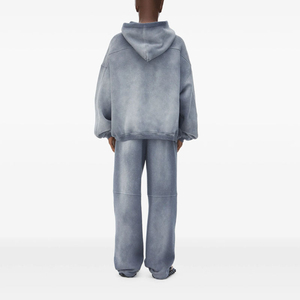 OEM Personnalisé Hiver 100% Coton Séchage Rapide Tendance Vintage Lavé Bord Côtelé Strass Perlé Coupe Oversize Manches Longues Homme - Product Image 6