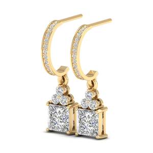 REYES Boucles d'oreilles pendantes en argent sterling 925 sur mesure, coupe princesse, 3,56 carats, moissanite, pour femmes, bijoux fins de luxe - Product Image 3
