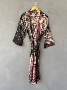 Women’s <b>Long</b> Cotton Tie Dye <b>Kimono</b> V-Neck <b>Robe</b>, Handmade Bohemian Cotton Duster, Colorful Tie Dye <b>Robe</b> - Product Image 5