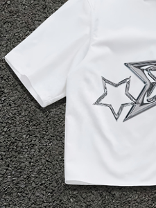 T-shirt court ample pour homme en coton épais, style streetwear, avec broderie personnalisée et motifs graphiques, vêtement de mode - Product Image 4