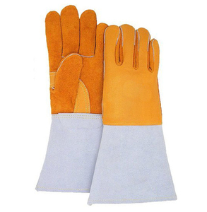 Gants de travail en cuir de chèvre blanc de haute qualité, chauds pour l'hiver, ouverture latérale, logo personnalisé, bande élastique - Product Image 2