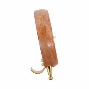 Wooden Desk <b>Clock</b> With Brass Accents Minimalist Design Battery Operated Quartz Movement Circular Shape For Home Offices Use - Product Image 3