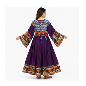 Tribal Ethnic Vintage Kuchi Afghani Pakistani Women Dress Multi Colors Mandarin Collar Lace Natural Zippers Afghan Kuchi Dress - Product Image 4