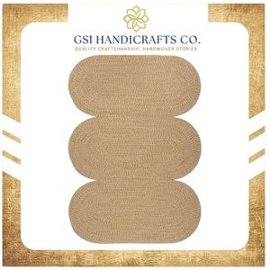 Hot Sale Latest Stylish Modern <b>Oval</b> Jute Area <b>Rug</b> Set Braided Flat Pile Rubber Backing Non Slip For Hallway Home Use - Product Image 2