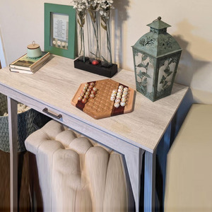 Jeu de société hexagonal en bois avec billes de verre colorées, stratégie moderne pour deux joueurs, design artisanal pour le plaisir - Product Image 3