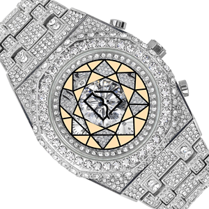 Reloj de Pulsera de Cuarzo Hip Hop con Bisel de Acero Inoxidable, Cronógrafo de Lujo Ecológico de 46 mm con Incrustaciones de Moissanita - Product Image 2