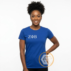 T-shirts décontractés pour femmes GREEK TREASURES Zeta Phi Beta Sorority, 100 % coton de haute qualité, col rond, respirants, brodés, manches courtes - Product Image 4