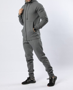 Sweat-shirt à capuche gris pour homme, entièrement zippé, éco-responsable, couleur unie, décontracté, avec poche, manches raglan, coupe classique, pour l'automne - Product Image 2