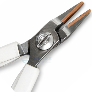 Flat Nose Jewelry Pliers Copper Jaw Lindstrom Style White Grip Stainless Steel <b>Precision</b> <b>Tool</b> 5 Inch for Beading Craft Users - Product Image 2