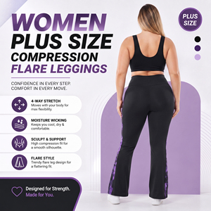 <b>Flare</b> Leg Printed <b>leggings</b> Women's High Waist Compression Pants Gym Training Slimming Trousers Ladies Plus Size <b>Flare</b> <b>Legging</b> - Product Image 2