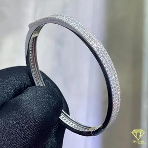 Pulsera de tenis de lujo chapada en oro rosa con circonitas cultivadas en laboratorio, corte brillante redondo, estilo hip hop, joyería llamativa para amantes de la moda y fiestas - Product Image 4