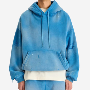 Nueva Sudadera con Capucha Personalizada al por Mayor - Alta Calidad, 100% Algodón, Gruesa, de Secado Rápido, Estilo Vintage Desgastado, Lavado Ácido para Hombre - Product Image 5