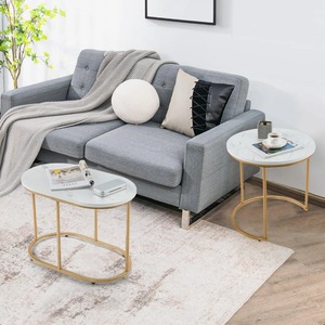 Modern Luxury Gold <b>Frame</b> Marble Top Nesting Coffee Tables Set Elegant Living Room Side Table Furniture Affordable Price - Product Image 5
