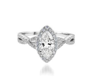 Anillo de Compromiso de Lujo con Moissanita de Corte Marquesa de 1 Quilate en Plata de Ley para una Boda Romántica - Product Image 3