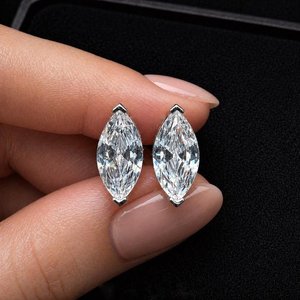 Marquise Cut <b>Moissanite</b> Diamond Stud <b>Earrings</b> 925 Sterling Silver VVS Luxury Sparkle Bridal Jewelry Elegant <b>Earrings</b> - Product Image 1