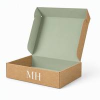 Boîte d'expédition personnalisée vert sauge avec dorure à chaud, motif botanique, et coffret cadeau assorti pour abonnement de papeterie – Vente en gros
