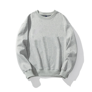 Men's Crew Neck Sweatshirt Solid Color Regular Fit Knitted Cotton Pullover Autumn Casual Wear - Product Image 4