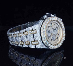 Reloj de Lujo para Hombre de Acero Inoxidable con Diamantes, Caja Redonda de 42 mm, Cronógrafo Mecánico Analógico, Cierre Plegable - Product Image 5